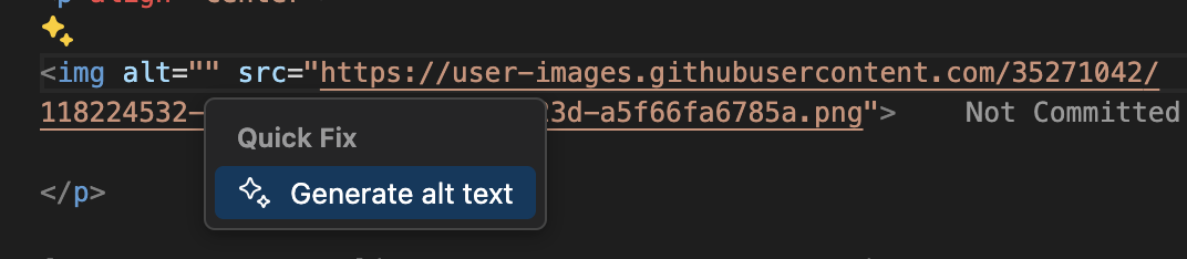 画像 html 要素の代替テキストを生成しているスクリーンショット。