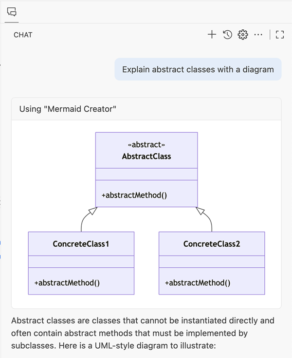 チャット応答に表示された Mermaid 図のスクリーンショット。