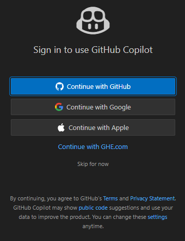Apple アカウントを使用するオプションが表示されたサインインダイアログのスクリーンショット。