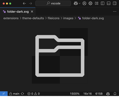 VS Code での SVG 画像のデフォルトプレビューを示すスクリーンショット。